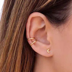 European and American fashion jewelry unilateral simple moon earrings ear clip asymmetric earrings