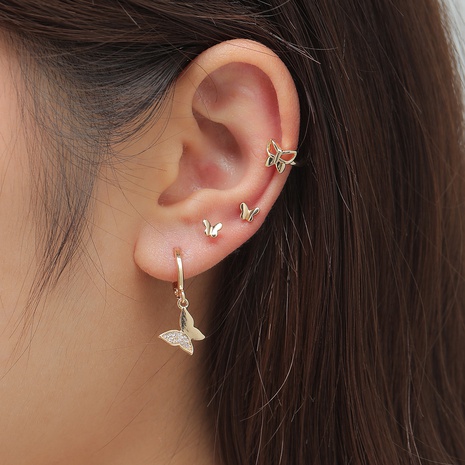 fashion jewelry simple unilateral butterfly earrings ear clip asymmetric earrings set's discount tags