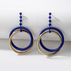 exaggerated Klein blue geometric circle earrings ins fashion temperament niche earrings wholesale