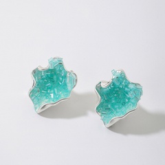 retro irregular blue metal earrings ins simple fashion temperament personality geometric earrings