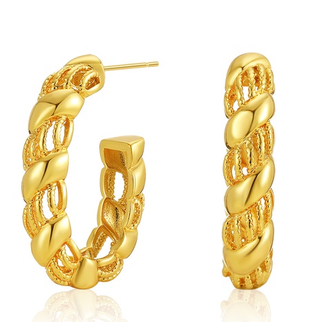 boucles d'oreilles creuses créatives en or plaqué cuivre boucles d'oreilles de style ins français exagéré's discount tags