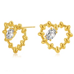 18K gold white zircon earrings wholesale love design niche simple small earrings