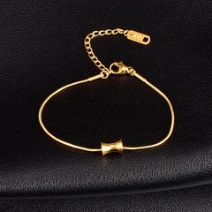 Wholesale Korean Geometric Single Folded Round Snake Bracelet Titanium Steel Plated 18K Gold Bracelet