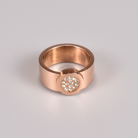 bague en or rose avec diamants ronds index simple bague en or rose en acier au titane's discount tags