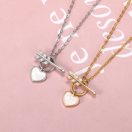 Coréen simple coquille en forme de coeur amour clavicule chaîne femme couple collier de cuivre en gros's discount tags