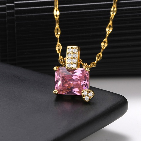 Collier pendentif en zircon carré coréen en forme de coeur collier en cuivre bijoux en gros's discount tags