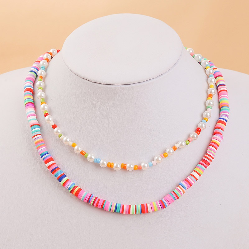 Bhmische hand gefertigte weiche Keramik perle mehr schicht ige Halskette weiblich ins europische und amerikanische kreative personal isierte gewebte Anhnger Schmuck