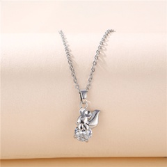 Cute little animal short diamond pendant jewelry titanium steel squirrel necklace
