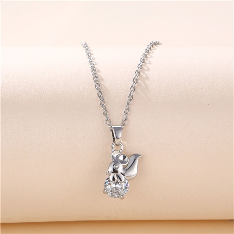 Mignon petit animal court diamant pendentif bijoux titane acier écureuil collier's discount tags