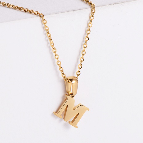 Minimalist Stainless Steel Electroplated 18k Gold Letter Pendant 18 Inch Necklace's discount tags