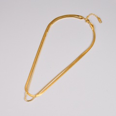 L263 doble capa doble titanio acero huesos de serpiente cadena minimalista de las mujeres estilo normal cadena de oro collar de moda Collar corto