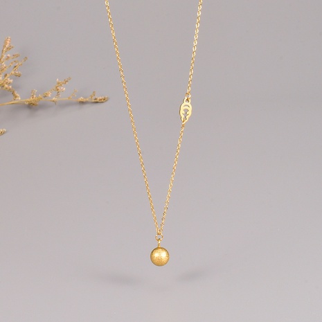 Collier court collier de perles rondes sablées en acier au titane's discount tags