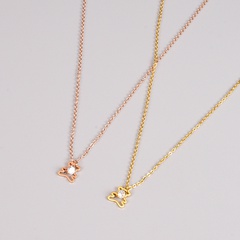simple titanium steel plated 18k gold fashion jewelry animal-shaped six-claw diamond pendant necklace