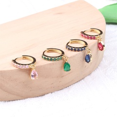 Water drop earrings inlaid color zirconium temperament earrings new autumn design ear buckle jewelry wholesale