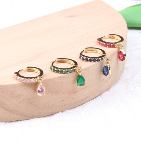 Water drop earrings inlaid color zirconium temperament earrings new autumn design ear buckle jewelry wholesale's discount tags