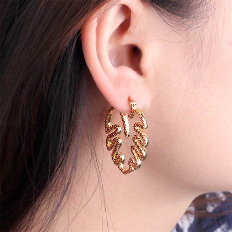 inlaid micro zircon maple leaf earrings new trendy temperament earrings's discount tags
