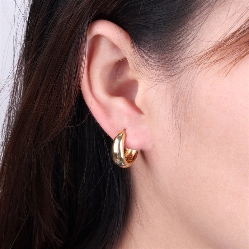 water drop circle earrings temperament design sense ear ring simple copper goldplated ear buckle wholesale
