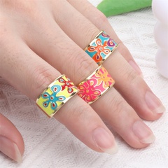 Enamel color flower drip opening ring fashion ring cross-border jewelry wholesale