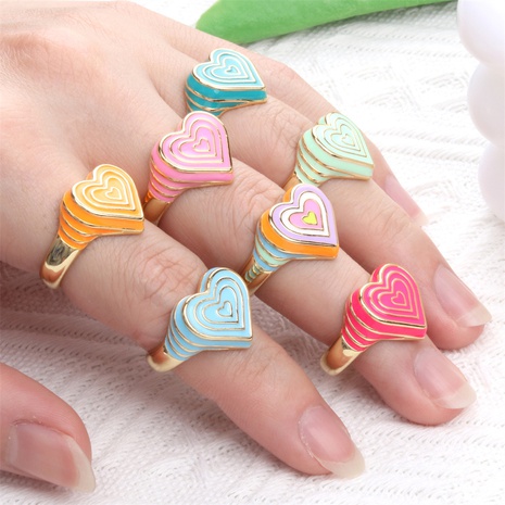 Candy Color Love Enamel Ring Female Fashion Design Drop Oil Forefinger Ring New Fashion Factory in Stock's discount tags