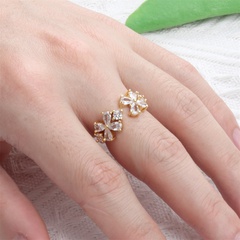 Inlaid micro zircon four-leaf clover new opening adjustable index finger ring