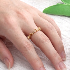 Bijoux en gros incrusté de micro zircon étoile et anneau de lune design anneau décoratif en cuivre doré