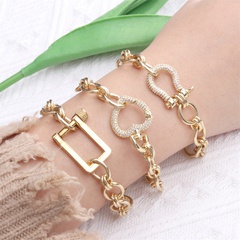 Geometric thick chain bracelet female hip-hop style personality micro diamond horseshoe buckle bracelet