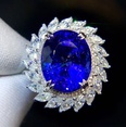 bague ouverte tanzanite bleu roi plaqu or blanc bijoux de luxe microincrustpicture10