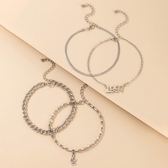 Simple Jewelry Anklet Four-piece Geometric Snake Anklet Set