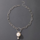Collar simple joyera hebilla de plata colgante de amor de perlas collar de una sola capapicture8