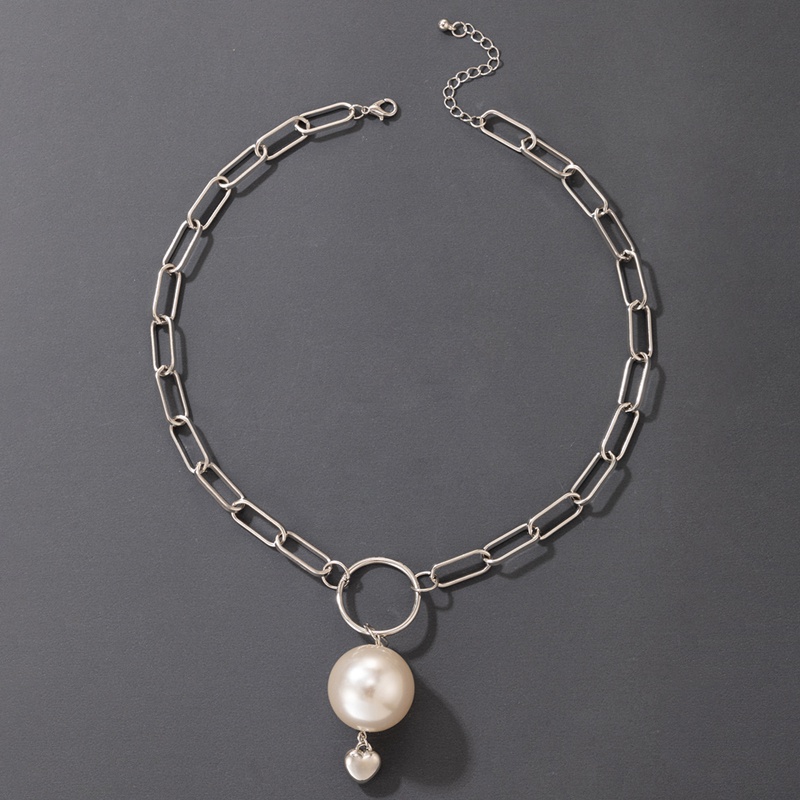 Collar simple joyera hebilla de plata colgante de amor de perlas collar de una sola capa
