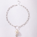 Collar simple joyera hebilla de plata colgante de amor de perlas collar de una sola capapicture14