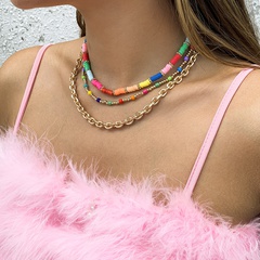 Temperament Perlen, Kontrast farbe, All-Match-Halskette, europäischer und amerikanischer grenz überschreiten der Schmuck, weiche Keramik farbe, ethnischer Stil, Halskette