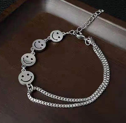 Korean steel fashion hip-hop simple smiley stainless steel geometric bracelet
