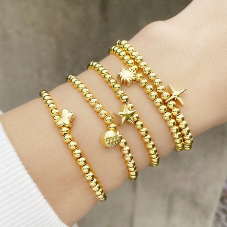 Golden ball beaded bracelet personality hip-hop hand jewelry accessories  NHAS469533's discount tags