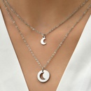 Korean sweet fashion personality crescent pendant doublelayer clavicle chainpicture6