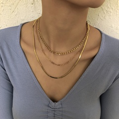 N8623 European and American Style Fashion Multi-Layer Necklace Women's Creative Simple Chain like Flat Snake Necklace Retro Hong Kong Style Niche Necklace