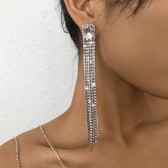exaggerated long earrings claw chain tassel full diamond earrings nightclub punk personality earrings