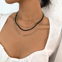 N9093 Cross-Border Simple Chain Necklace Women's Crystal-like Twin Multi-Layer Necklace Niche Vintage Punk Style Necklace