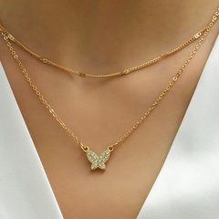 Korean sweet alloy diamond butterfly pendant clavicle chain