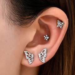Korean sweet personality butterfly diamond stud earrings