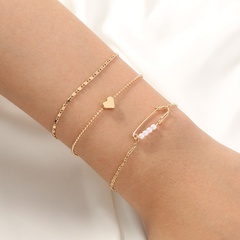 Diseño de interés especial Pin perla pulsera multicapa amor Metal novia regalos para novia moda joyería