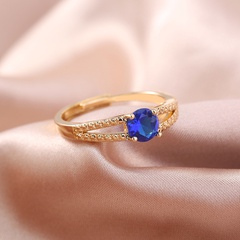 European and American cross-border new simple gem blue zircon ring opening adjustable ring