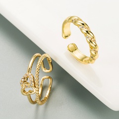 INS European and American New Double-Layer Heart-Shaped Open Copper Micro-Inlaid Zircon Ring Fashion Color Retention Electroplating 18K Gold-Plated Ring