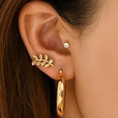 Fashionable personality metal large circle leaf earrings set wholesale