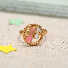 European and American cross-border fashion dripping oil music note simple cartoon cute adjustable ring