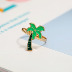Japanese and Korean Simple Cute Girl Heart Beach Coconut Drip Ring Fashion Retro Characteristic Creative Adjustable Ring