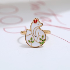 creative oil drop ring Japan and South Korea fashion simple retro open big white goose ring