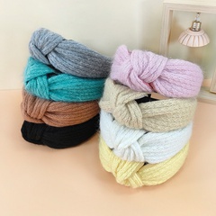 autumn and winter new woolen yarn solid color knotted headband