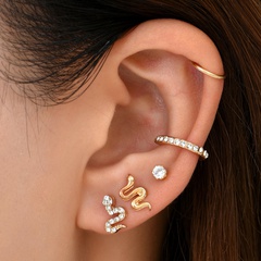 European and American fashion snake full diamond ear clip new earrings wholesale