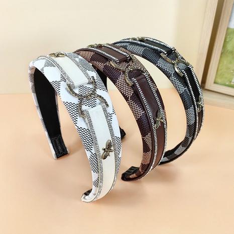 European and American fashion rhinestone headband simple lattice chain headband's discount tags